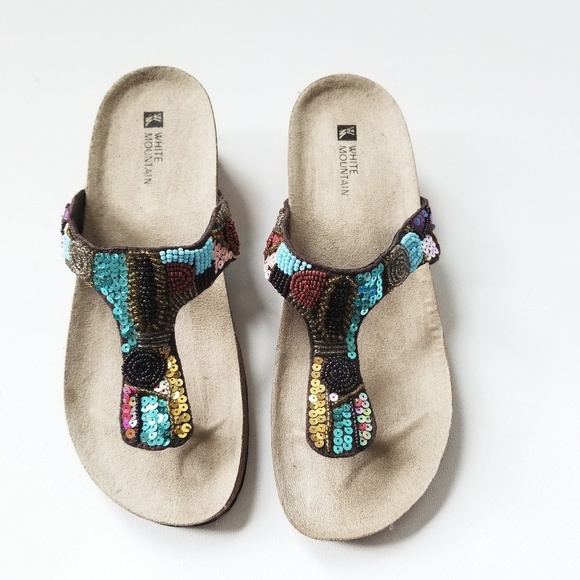 white mountain sequin sandals